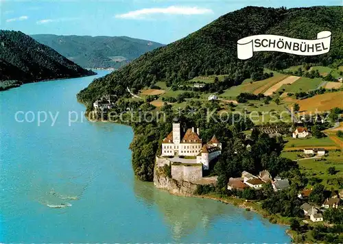 AK / Ansichtskarte Schoenbuehel Aggsbach Schloss auf Felsen ueber der Donau Fliegeraufnahme Kat. Schoenbuehel Aggsbach