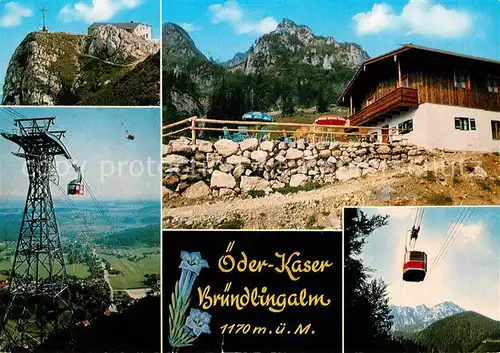 AK / Ansichtskarte Bergen Chiemgau Berggasthof oeder Kaser Bruendlingalm Bergbahn Kat. Bergen