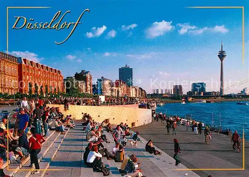 AK / Ansichtskarte Duesseldorf Rheinpromenade Treppe Schlossturm Kat. Duesseldorf