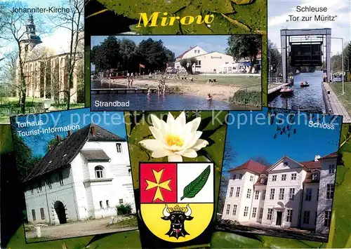 AK / Ansichtskarte Mirow Torhaus Schloss Strandbad Schleuse Tor zur Mueritz Kat. Mirow Mecklenburg