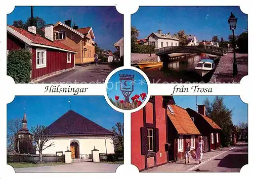 AK / Ansichtskarte Haelsning Holzhaeuser Kanal Kirche Kat. Schweden