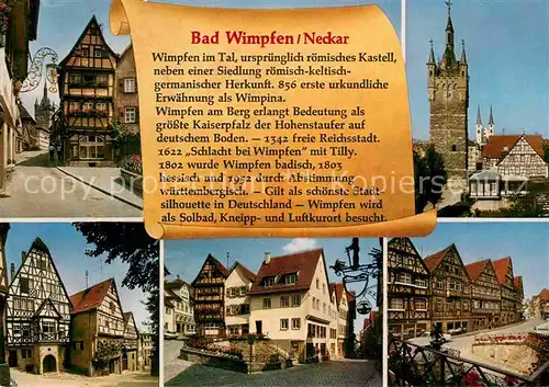 AK / Ansichtskarte Bad Wimpfen Fachwerkhaeuser Turm Kat. Bad Wimpfen