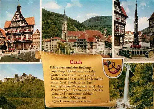 AK / Ansichtskarte Urach Bad Fachwerk Wasserfall Brunnen Burgruine Kat. Bad Urach