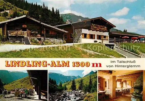 AK / Ansichtskarte Hinterglemm Saalbach Lindlingalm Almhuette Kaeserei Alpenpanorama