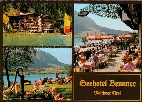 AK / Ansichtskarte Walchsee Tirol Seehotel Brunner Terrasse Badestrand Kat. Walchsee