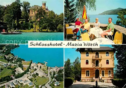 AK / Ansichtskarte Reifnitz Maria Woerth Kaernten Schlosshotel am Woerthersee Terrasse Fliegeraufnahme Kat. Maria Woerth