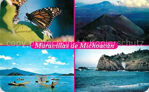 AK / Ansichtskarte Vulkane Geysire Vulcans Geysers Schmetterling Cuatro Maravillas de Michocan Mexico Kat. Natur