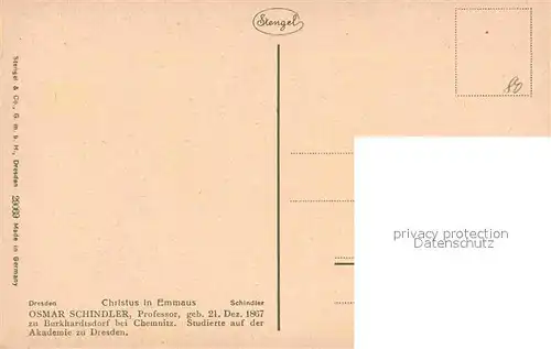 AK / Ansichtskarte Kuenstlerkarte Osmar Schindler Christus in Emmaus Kat. Kuenstlerkarte