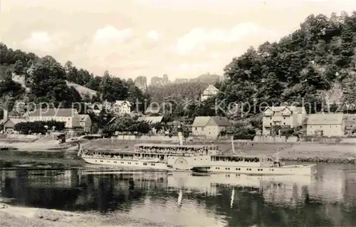 AK / Ansichtskarte Dampfer Seitenrad Weltfrieden Rathen Saechsische Schweiz  Kat. Schiffe