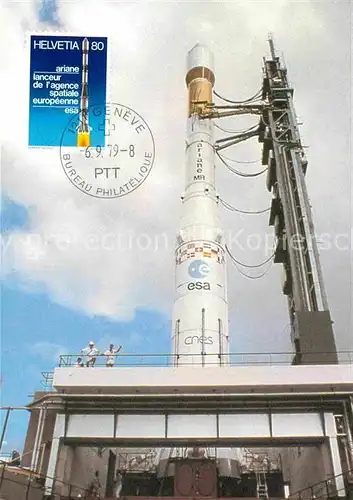 AK / Ansichtskarte Raumfahrt Traegerrakete Ariane Abschussbasis Kourou Franzoesisch Guyana  Kat. Flug