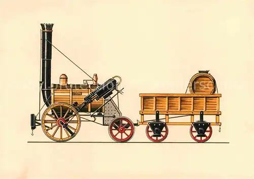 AK / Ansichtskarte Lokomotive Rocket R. Stephenson 1829 Zeichnung Swoboda  Kat. Eisenbahn