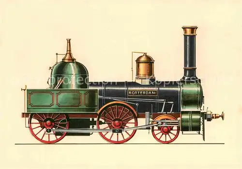 AK / Ansichtskarte Lokomotive Rotterdam 1856 Zeichnung Swoboda  Kat. Eisenbahn