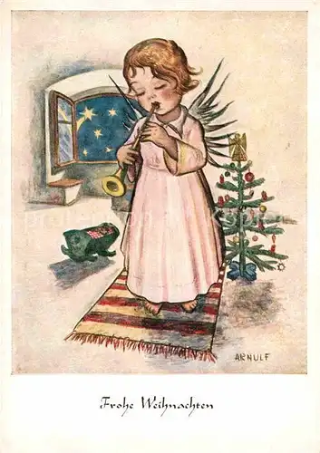 AK / Ansichtskarte Arnulf Engel Trompete Weihnachten Kat. Kuenstlerkarte