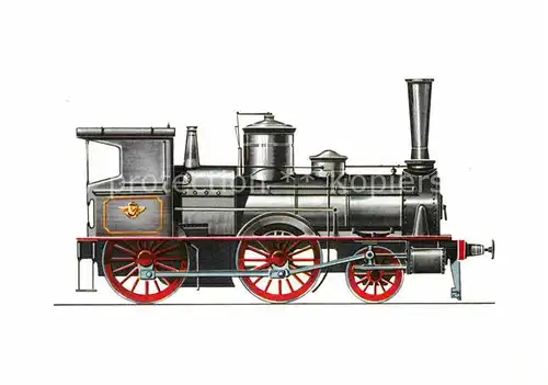 AK / Ansichtskarte Lokomotive Reisezug Lokomotive Bauart Strousberg 1871 Zeichnung Swoboda  Kat. Eisenbahn
