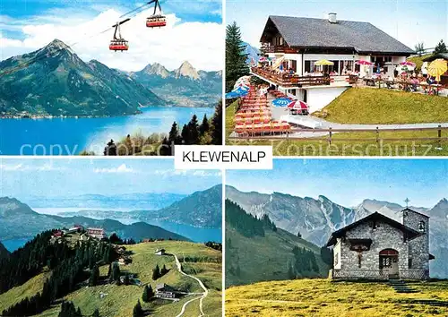 AK / Ansichtskarte Seilbahn Beckenried Klewenalp Bergrestaurant Alpstuebli Bergkapelle  Kat. Bahnen