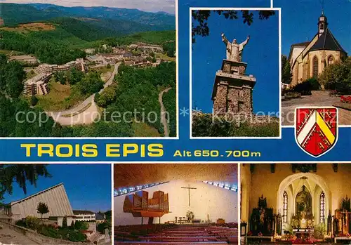 AK / Ansichtskarte Trois Epis Haut Rhin Elsass Panorama Statue Kirche Kloster Kat. Ammerschwihr