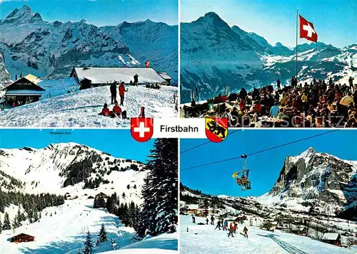 AK / Ansichtskarte Grindelwald Bergbahn Sportbahn Grindelwald First Schweizer Flagge Wintersportplatz Berner Alpen Kat. Grindelwald