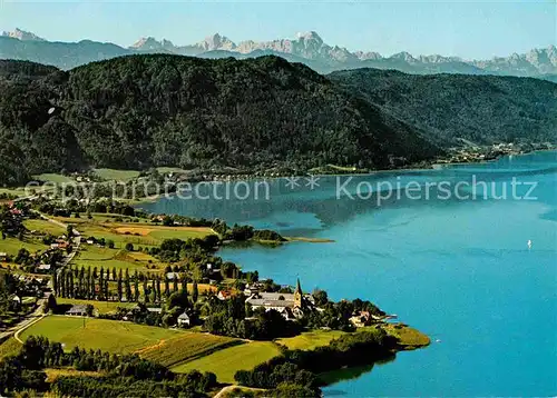 AK / Ansichtskarte Ossiach Fliegeraufnahme Seepartie mit Julischen Alpen Kat. Ossiach