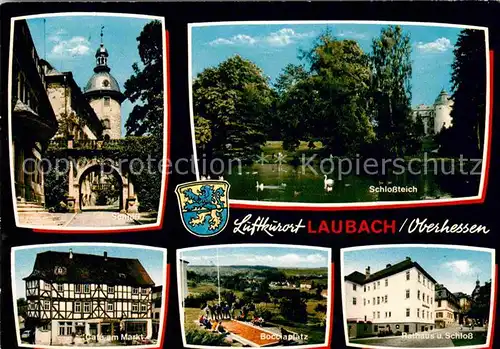 AK / Ansichtskarte Laubach Hessen Schloss Teich Rathaus Bocciaplatz Cafe am Markt Kat. Laubach Vogelsberg