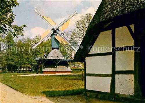 AK / Ansichtskarte Cloppenburg Heuerhaus und Kokerwindmuehle Kat. Cloppenburg