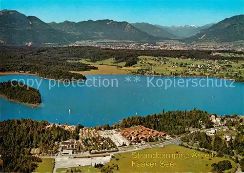 AK / Ansichtskarte Faak am See Finkenstein Strandcamping Arneitz Alpenpanorama Fliegeraufnahme Kat. Finkenstein am Faaker See