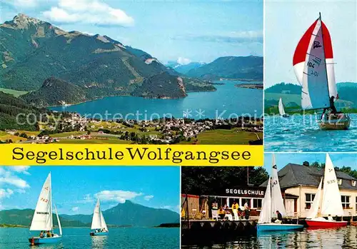 AK / Ansichtskarte Mondsee Salzkammergut Segelschule Wolfgangsee Alpenpanorama Fliegeraufnahme Kat. Mondsee