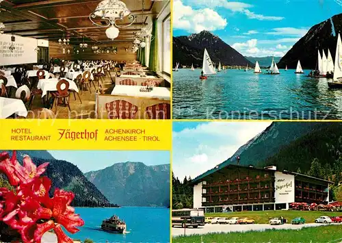 AK / Ansichtskarte Achenkirch Hotel Restaurant Jaegerhof Segeln Ausflugsdampfer Alpen Kat. Achenkirch am Achensee