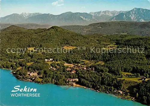 AK / Ansichtskarte Sekirn Woerther See gegen die Karawanken Fliegeraufnahme