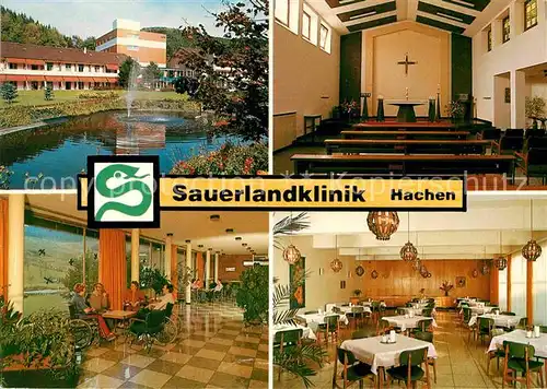 AK / Ansichtskarte Hachen Sauerland Sauerlandklinik Teich Kapelle Kat. Sundern (Sauerland)