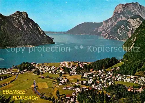AK / Ansichtskarte Rindbach mit Blick gegen Gmunden Alpenpanorama Fliegeraufnahme Kat. Ebensee