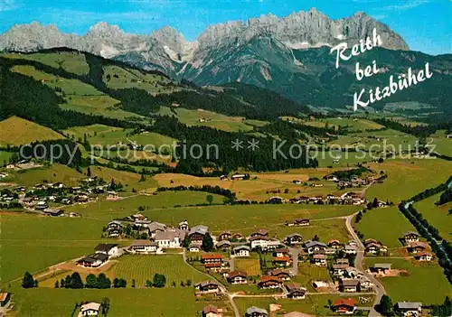 AK / Ansichtskarte Kitzbuehel Tirol mit Kaisergebirge Fliegeraufnahme Kat. Kitzbuehel