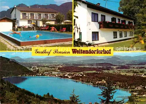 AK / Ansichtskarte St Kanzian Klopeiner See Gasthof Pension Weitendorferhof Swimming Pool Gaestehaus Alpenpanorama Kat. St. Kanzian am Klopeiner See