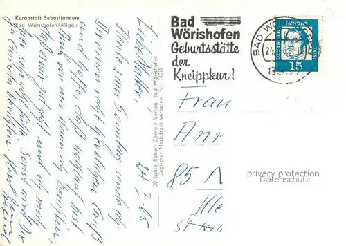 AK / Ansichtskarte Bad Woerishofen Kuranstalt Sebastianeum Kat. Bad Woerishofen