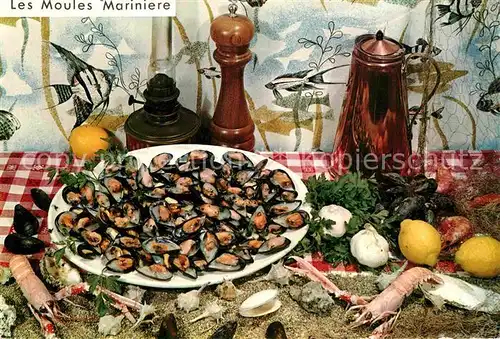 AK / Ansichtskarte Lebensmittel Les Moules Marinieres Recette  Kat. Lebensmittel