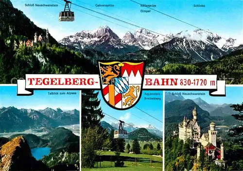 AK / Ansichtskarte Seilbahn Tegelberg Aggenstein Breitenberg Alpsee Schloss Neuschwanstein Kat. Bahnen