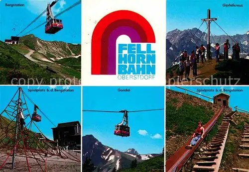 AK / Ansichtskarte Seilbahn Fellhorn Oberstdorf Spielplatz Bergstation Gipfelkreuz Kat. Bahnen