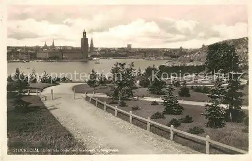 AK / Ansichtskarte Stockholm Utsikt fran Soeder med Stadshuset Kat. Stockholm