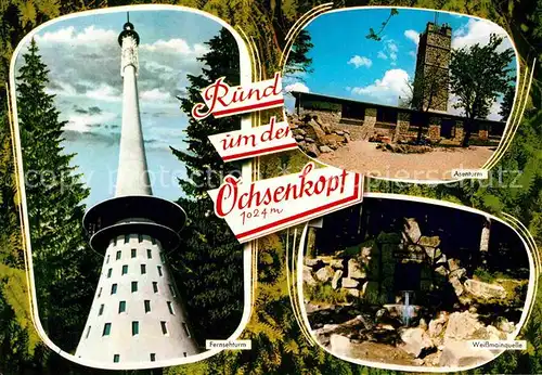 AK / Ansichtskarte Ochsenkopf Asenturm Weissmainquelle Fernsehturm Kat. Spiegelau