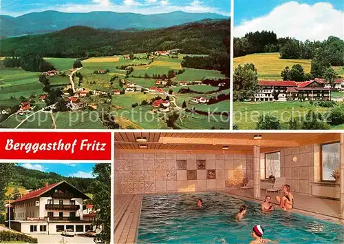 AK / Ansichtskarte Drachselsried Berggasthof Fritz Asbach Fliegeraufnahme Schwimmbad Kat. Drachselsried