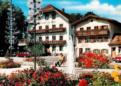 AK / Ansichtskarte Bergen Chiemgau Kurpark Oberbayerischer Maibaum Gasthaus Zur Post Kat. Bergen