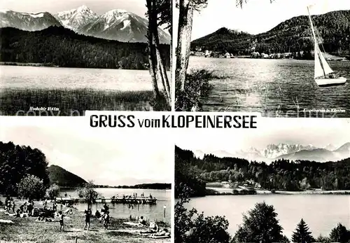 AK / Ansichtskarte Klopeinersee Blick zum Hochobir Badestrand Segeln Alpen Kat. Oesterreich