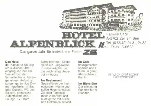 AK / Ansichtskarte Zell See Hotel Alpenblick Winterpanorama Alpen Kat. Zell am See