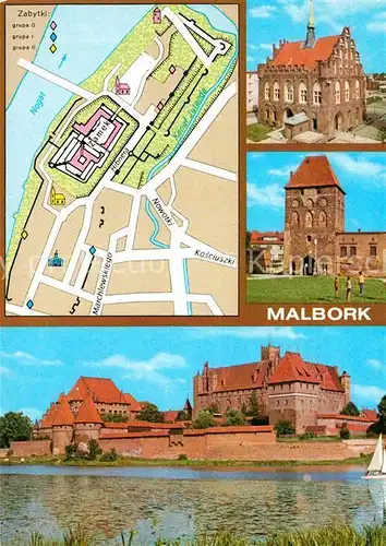 AK / Ansichtskarte Malbork Gotycki ratusz Brama Garncarska zespol zamku Rathaus Tor Burg Stadtplan Kat. Marienburg Westpreussen