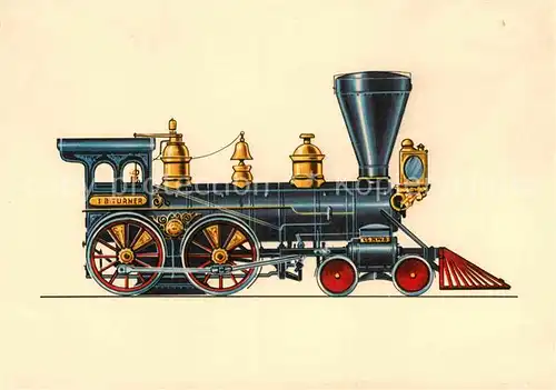 AK / Ansichtskarte Lokomotive Chicago Western Bahn 1867 Zeichnung Swoboda  Kat. Eisenbahn