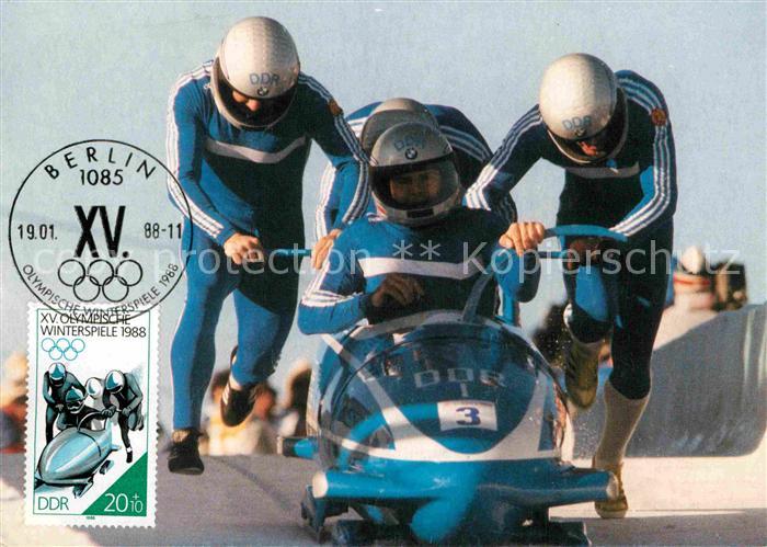 AK / Ansichtskarte Bobsport XV. Olympische Winterspiele Vierer Bob Kat