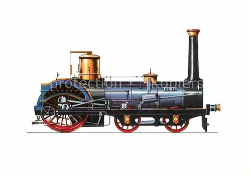 AK / Ansichtskarte Lokomotive Schnellzug Lokomotive Blitz 1857 Zeichnung Swoboda  Kat. Eisenbahn
