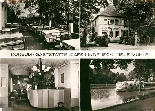 AK / Ansichtskarte Koenigs Wusterhausen Konsum Gaststaette Cafe Lindeneck neue Muehle Kat. Koenigs Wusterhausen