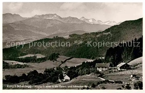 AK / Ansichtskarte Scheidegg Allgaeu Panorama mit oesterr und Schweizer Bergen Kat. Scheidegg