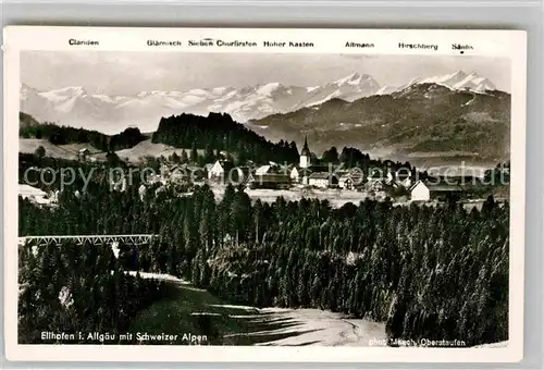 AK / Ansichtskarte Ellhofen Allgaeu Panorama mit Schweizer Alpen Kat. Weiler Simmerberg