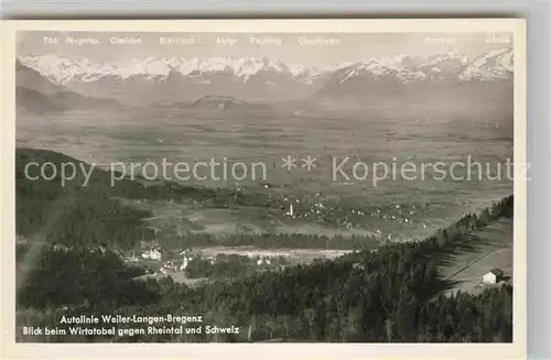 AK / Ansichtskarte Bregenz Bodensee Blick beim Wirtatobel gegen Rheintal und Schweiz